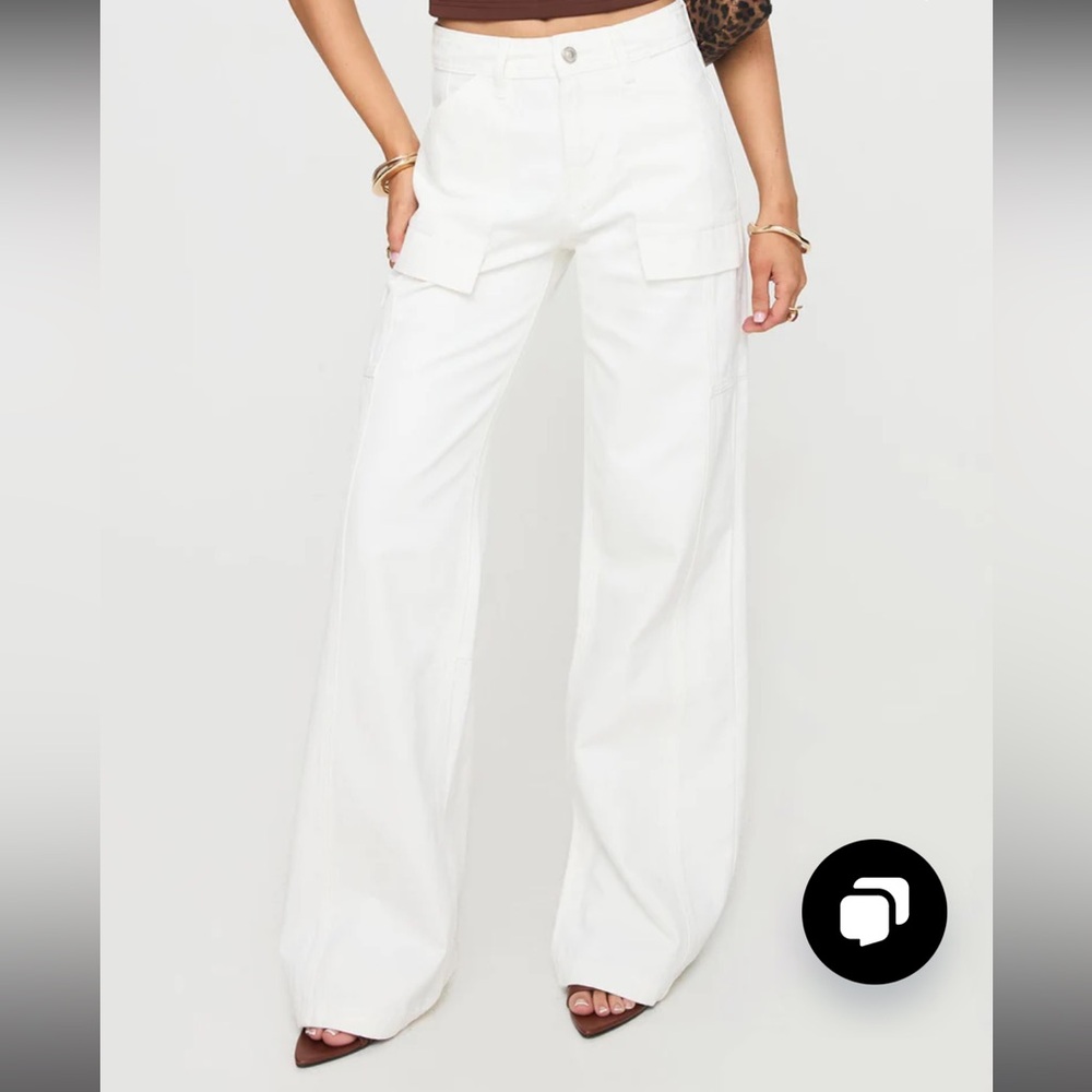 Princess Polly Chad Cargo Jeans White Denim pants size 6
